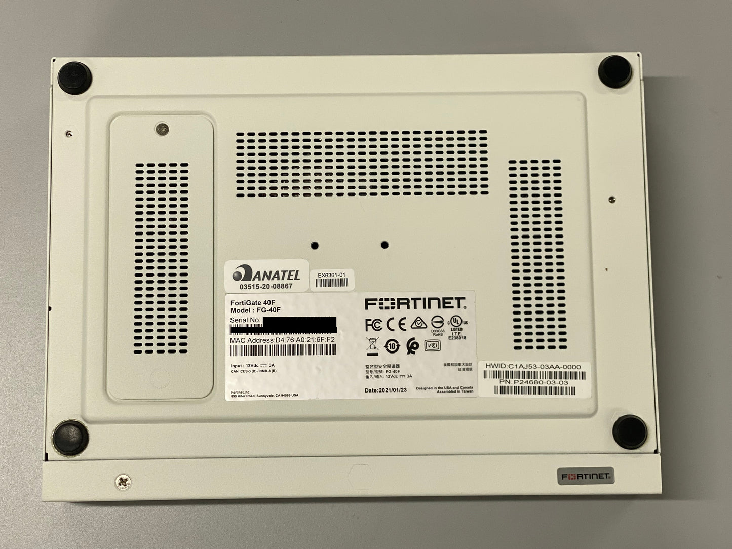 【中古品】UTM Fortigate-40F(ライセンスなし)