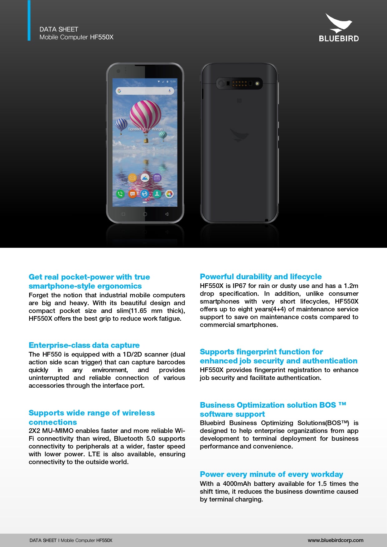 BLUEBIRD HF500X(with RFID) 業務用Androidスマートフォン 【取り寄せ品/割引調整可能】