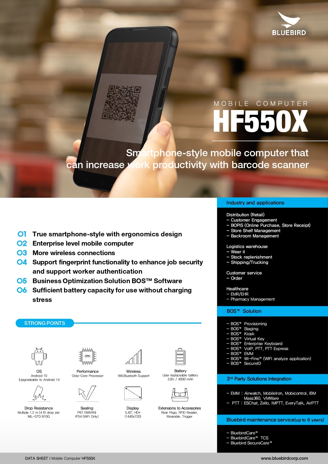 BLUEBIRD HF500X（with RFID） 業務用Androidスマートフォン 【取り寄せ品/割引調整可能】